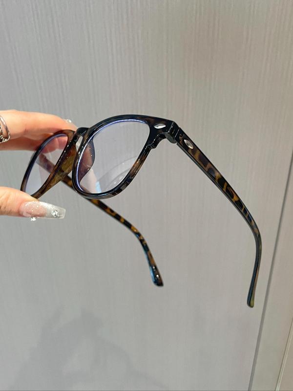 Preppy Leopard Pattern Eyeglasses, Fashion Square Frame Eyeglasses for Women & Girls, Fashion Eyeglasses for Work, Daily Clothing Decor, Perfect for Student Daily Use