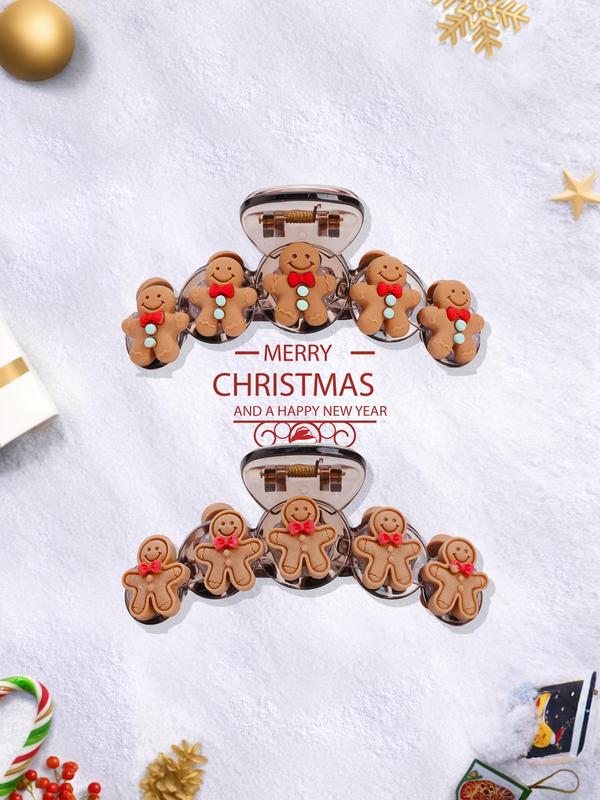 Cute Cartoon Gingerbread Man Design Hair Claws, Fashionable Hair Accessories for Women & Girls, Cute Lovely Hairwear for Daily Used