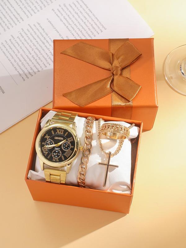 Women's Elegant Fashion Watch & Jewelry Set, Including Watch & Ring & Necklace & Bracelet, Trendy All-match & Exquisite Watch Set for Birthday Gift