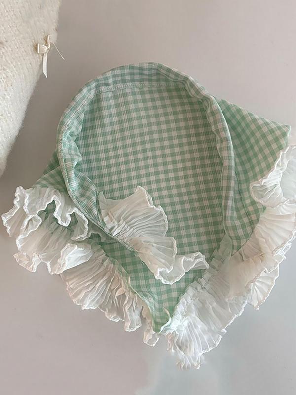 Cute Plaid Pattern Contrast Lace Headband, Summer Fashionable Headband for Women & Girls, Elegant All-match Fashion Accessories for Daily Wear