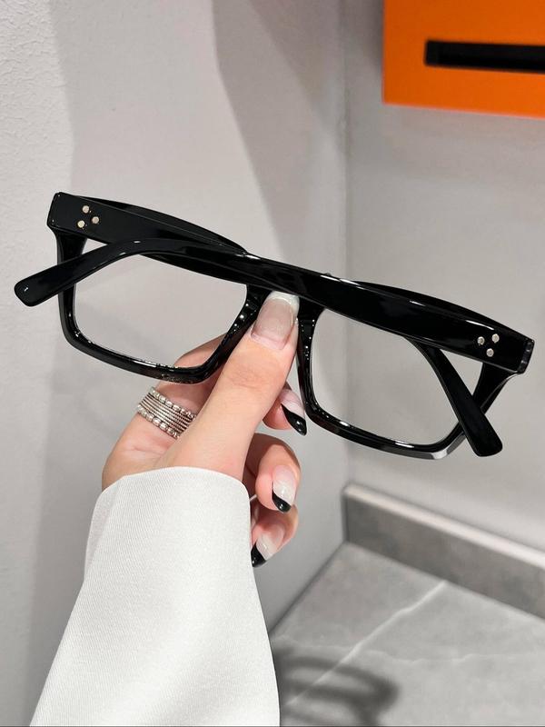 Vintage Simple Style Square Frame Eyeglasses, 2024 New Style Retro Classic Black Frame Clear Lens Eyewear for Daily Wear, Fashion Accessories for Women & Girls