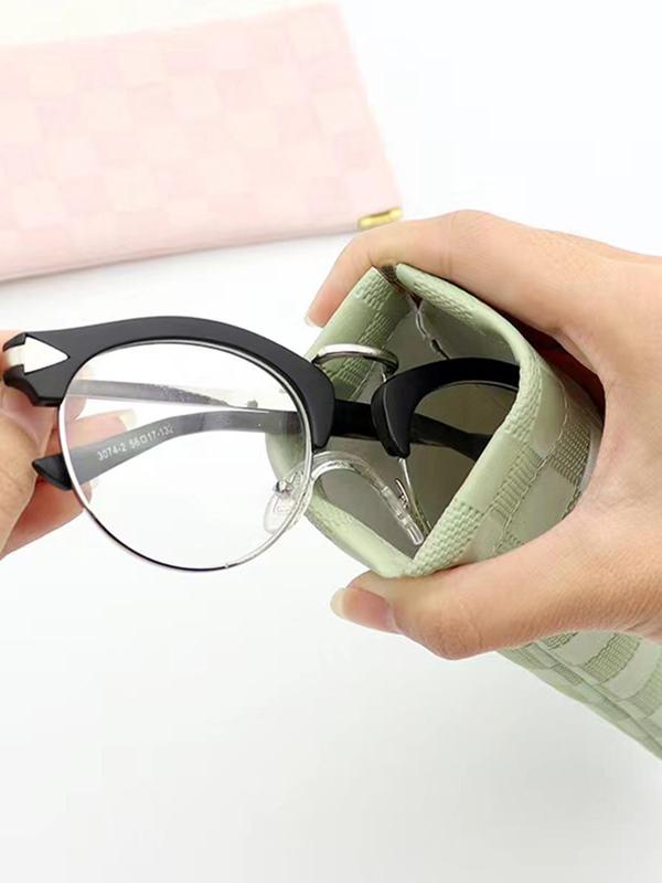 Minimalist Fashionable Plaid Pattern Eyeglasses Storage Bag, Multi-functional Storage Bag, Travel Accessories for Men & Women