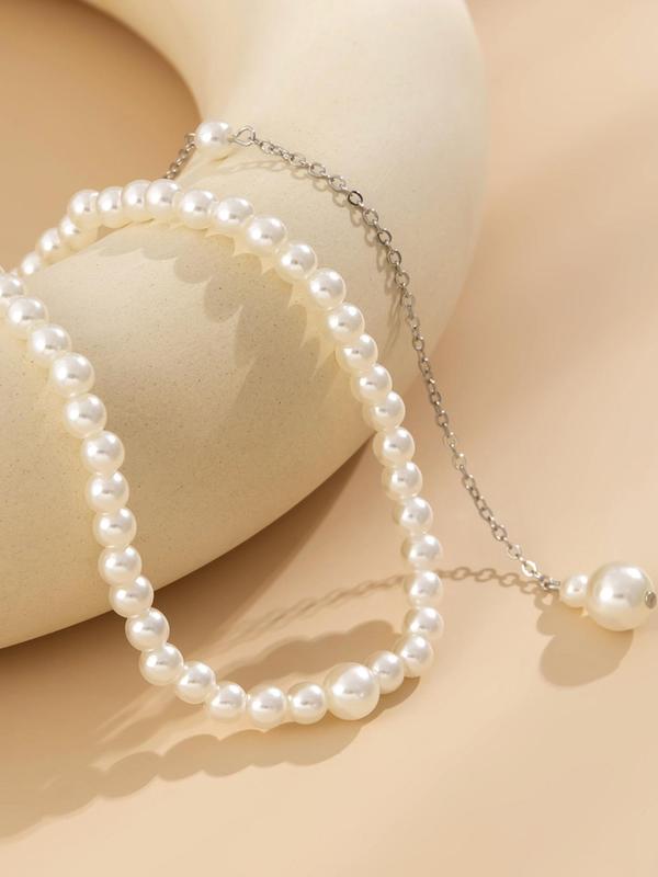 Women's Elegant Faux Pearl Decor Body Chain for Backless Clothing, Exquisite Trendy Beaded Necklace, Fashionable Body Jewelry for Party & Daily Clothing Decoration