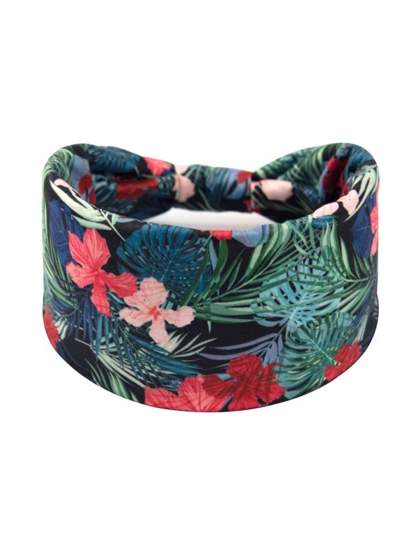 Floral Print Ruched Sport Hair Band, 4 Counts Casual Sporty Hair Band for Women & Girls, Elastic Hair Band for Gym Workout Running