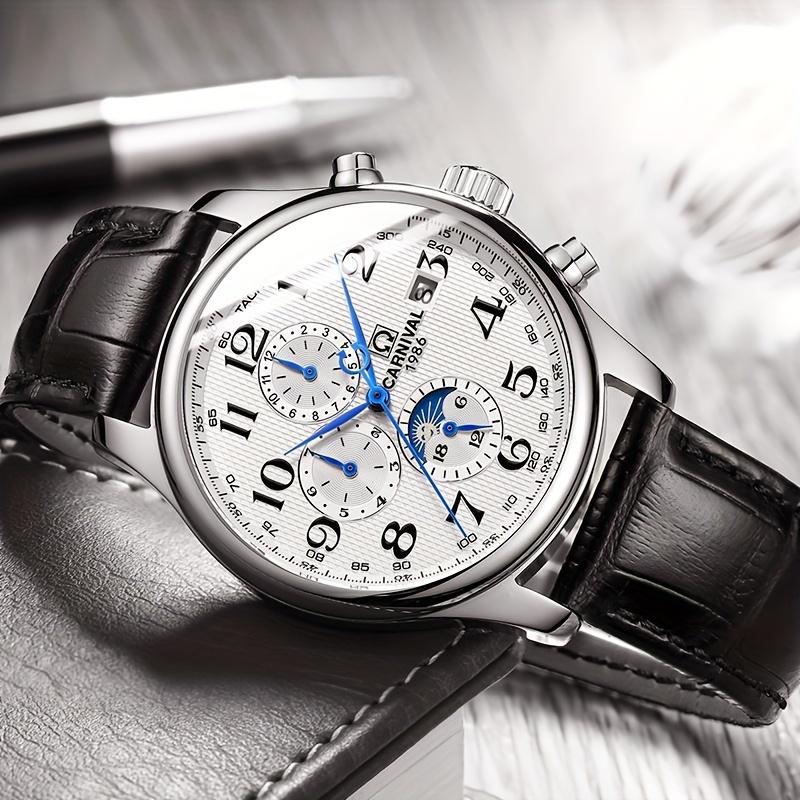 Carnival Fashion Automatic Watch, Waterproof Calendar Moon Phase Mechanical Watch