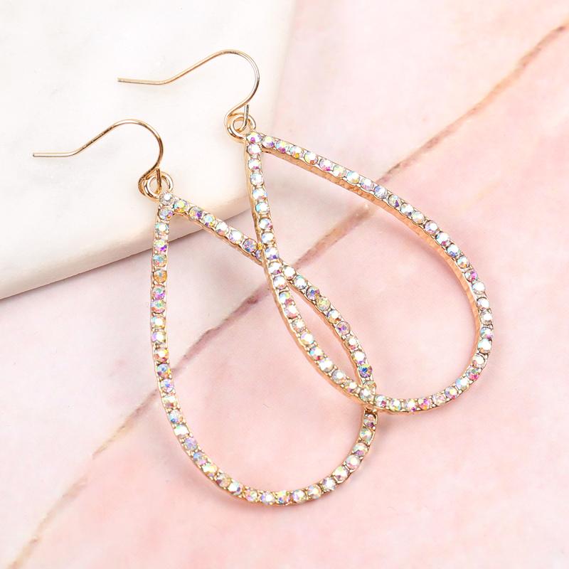 Glamorous Rhinestone Teardrop Hook Earrings