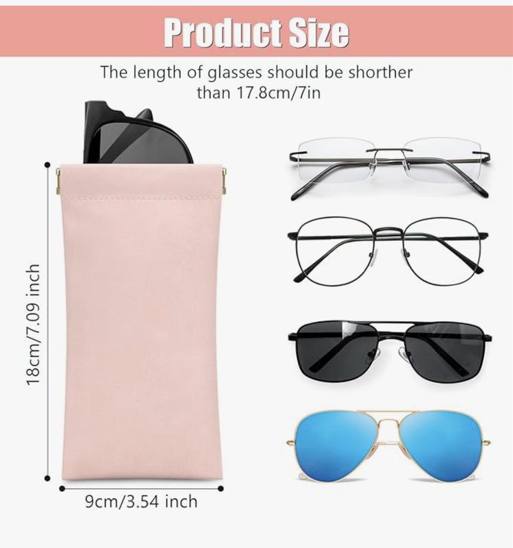 Glasses Case Soft 2 Pack - Portable Leather Squeeze Top Eyeglass Case,Soft Sunglasses Case for back to school