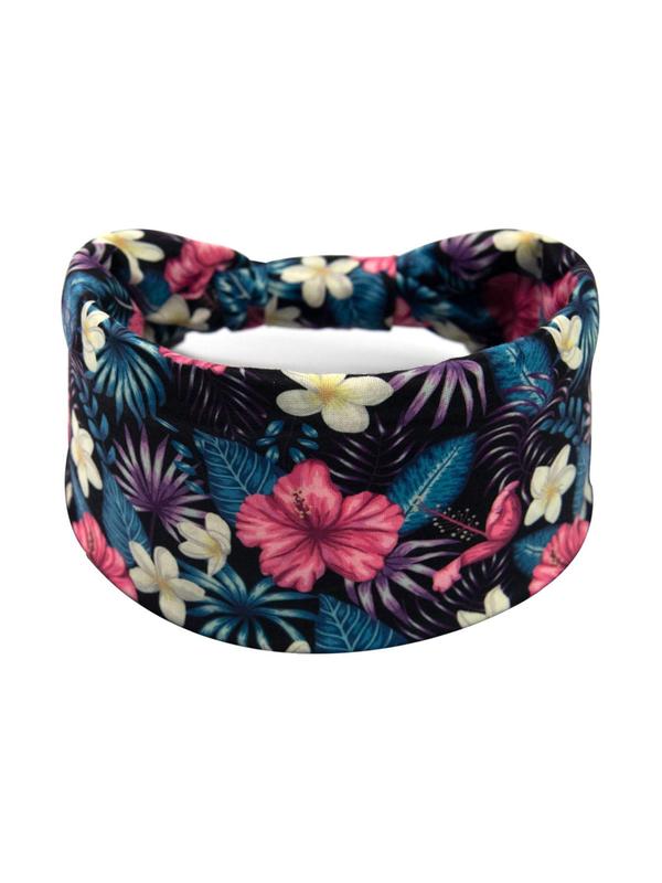 Floral Print Ruched Sport Hair Band, 4 Counts Casual Sporty Hair Band for Women & Girls, Elastic Hair Band for Gym Workout Running