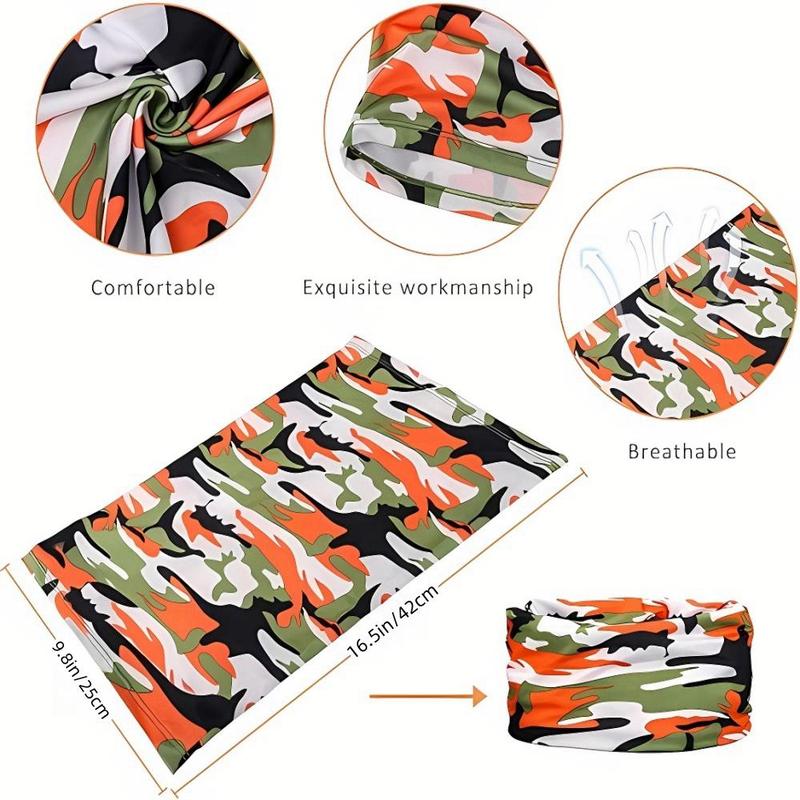 Camo Print Sports Headband, 4 6 8 Counts Windproof Breathable Neck Gaiter, Sports Headband for Men & Women, Outdoor Sports Accessories for Cycling Running