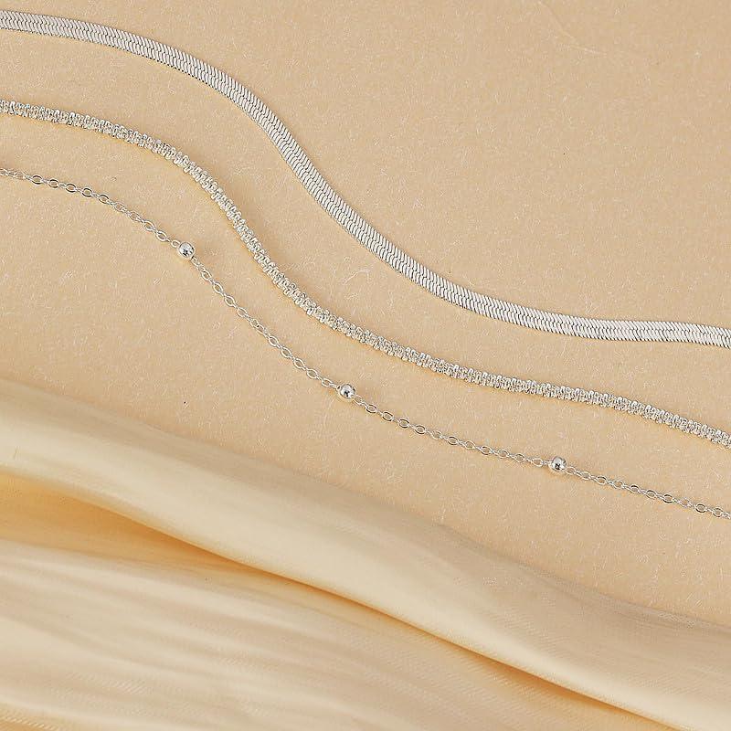 Ankle Bracelets for Women   Waterproof Layered Cuban Figaro Link Chain Anklets Set Gold Anklets Jewelry Gift Adjustable Size