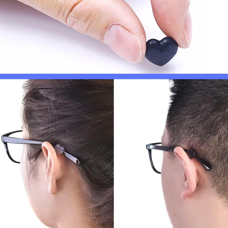 Eyeglasses Ear Grip Heart-Shaped Silicone Retainers Soft Ear Hooks Anti-Slip Holder Eyeglasses Stopper