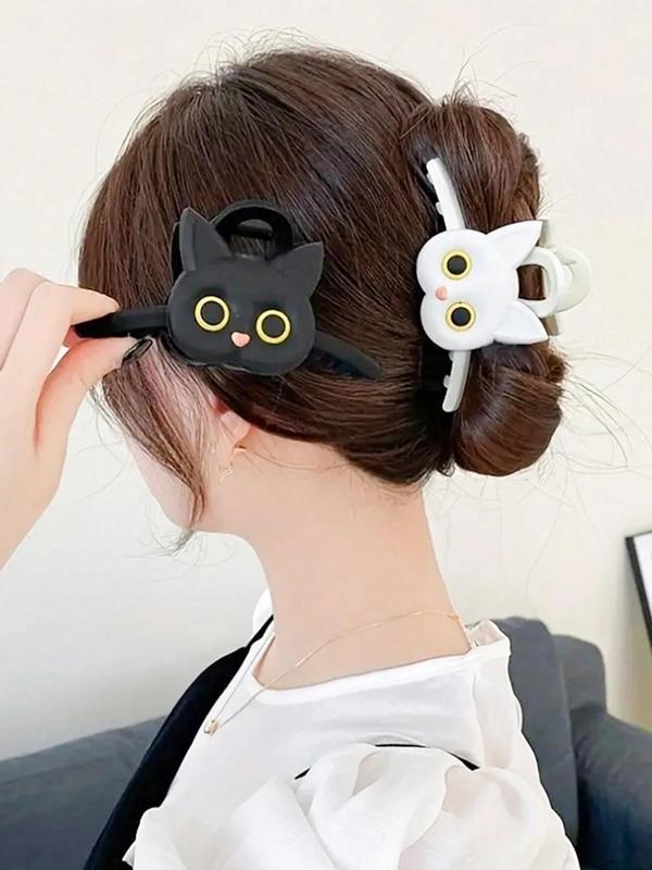 Cute Cartoon Cat Design Hair Claws Set, Casual and Versatile Hair Accessories for Women, Minimalist Headwear Suitable for Thick Hair