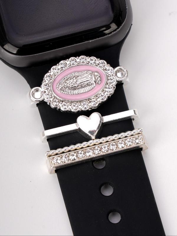 Fashion Rhinestone Decor Watch Band Decorative Ring, Perfect for iWatch Strap & Galaxy Strap, Trendy All-match & Exquisite Watch Strap Accessories for Birthday Gift