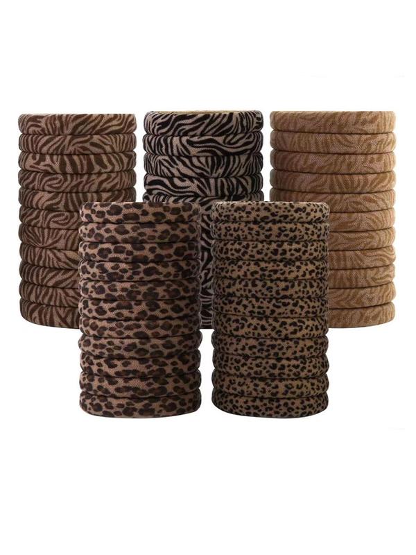 Vintage Leopard Pattern Hair Ties, 15pcs High Stretch Hair Ties, Fashion Hair Accessories for Women & Girls, Minimalist Headwear Suitable for Thick Hair