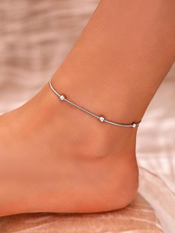 Fashion Stainless Steel Minimalist Anklet, Casual Simple Ball Decor Foot Jewelry for Women, Fashion Accessories for Party, Daily Clothing Decor