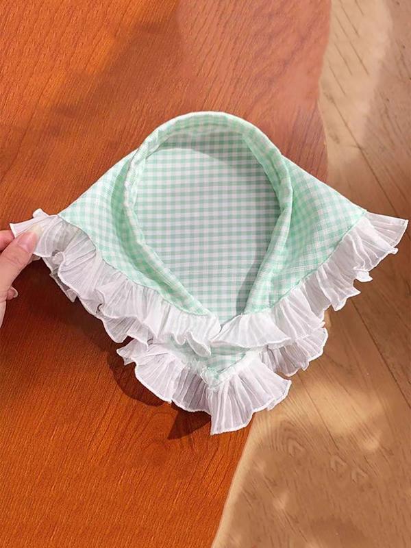 Cute Plaid Pattern Contrast Lace Headband, Summer Fashionable Headband for Women & Girls, Elegant All-match Fashion Accessories for Daily Wear