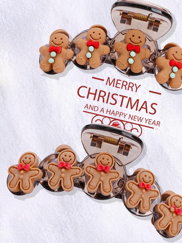 Cute Cartoon Gingerbread Man Design Hair Claws, Fashionable Hair Accessories for Women & Girls, Cute Lovely Hairwear for Daily Used