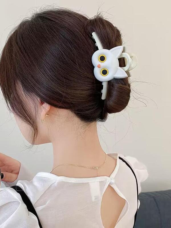 Cute Cartoon Cat Design Hair Claws Set, Casual and Versatile Hair Accessories for Women, Minimalist Headwear Suitable for Thick Hair