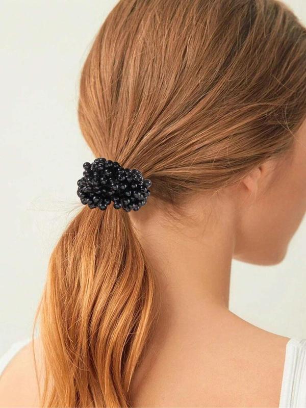 Faux Pearl Decorated Hair Tie, Elegant High Stretch Hair Tie for Women & Girls, Minimalist Headwear Suitable for Thick Hair, Fashion Hair Accessories for Party