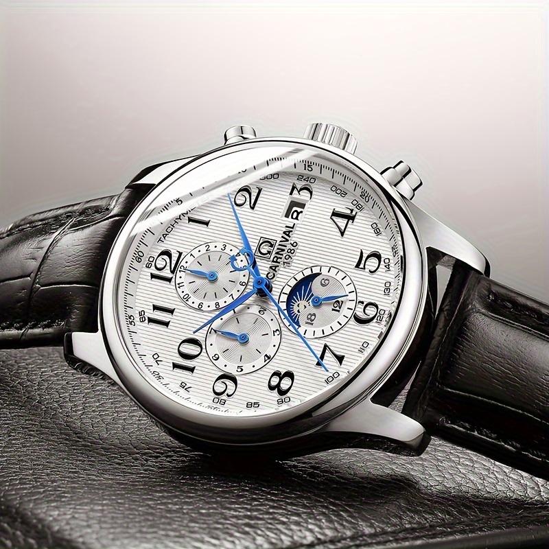 Carnival Fashion Automatic Watch, Waterproof Calendar Moon Phase Mechanical Watch