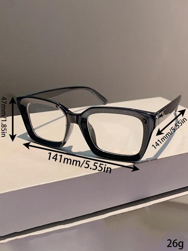 Vintage Simple Style Square Frame Eyeglasses, 2024 New Style Retro Classic Black Frame Clear Lens Eyewear for Daily Wear, Fashion Accessories for Women & Girls