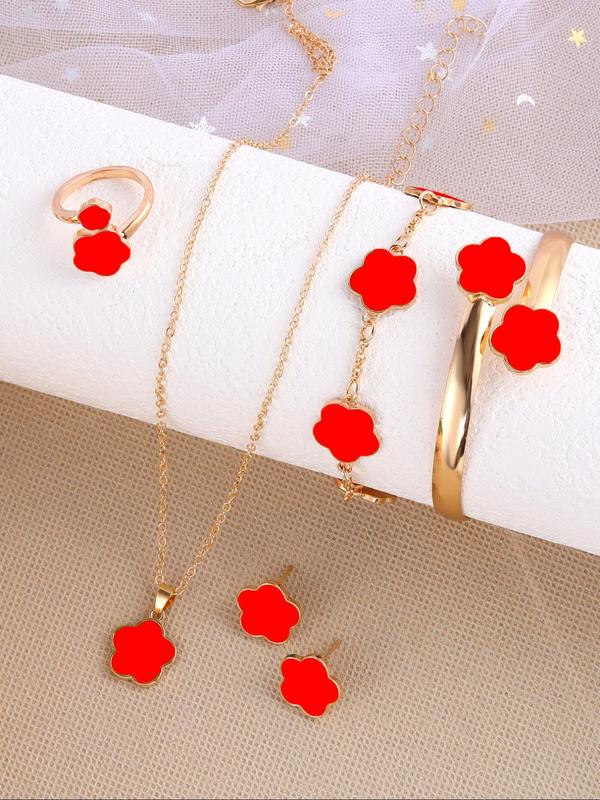 Flower Design Jewelry Set, Fashion Jewelry for Party, Daily Decor, Trendy All-match & Exquisite Jewelry for Birthday Gift