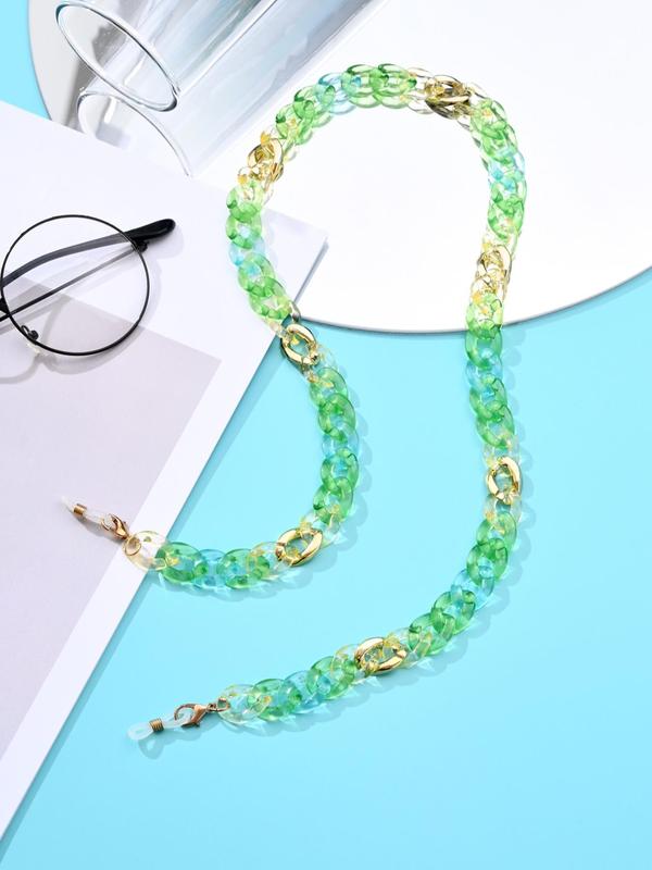 Boho Style Colorblock Acrylic Chain (1 Pair), Vintage Eyeglasses Strap, Fashion Eyewear Accessories for Women & Men