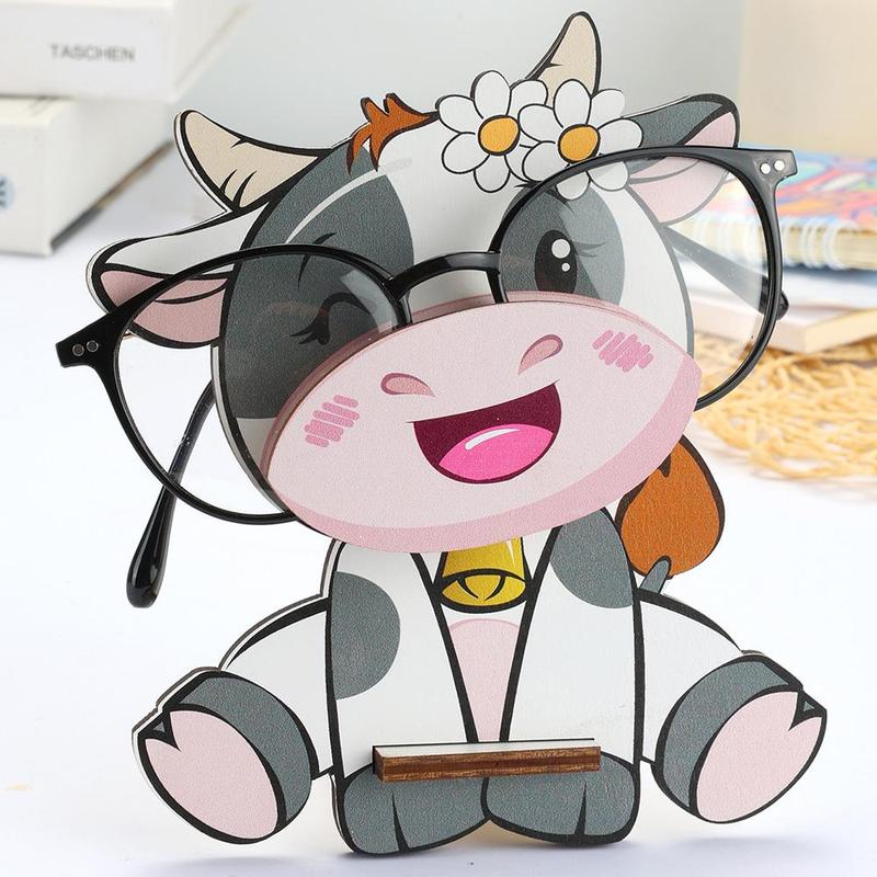 Wooden Cow Design Eyeglasses Holder, 1 Count Portable Durable Eyeglasses Storage Rack, Eyeglasses Organizer for Home & Travel