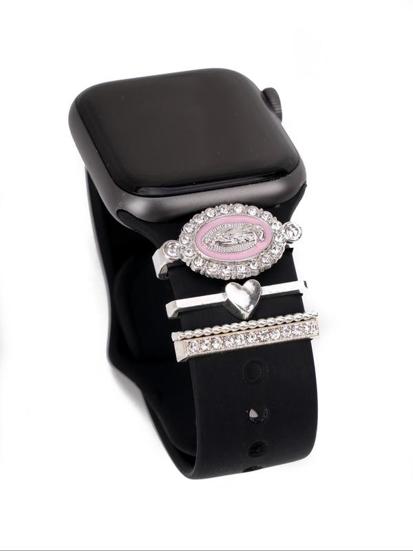 Fashion Rhinestone Decor Watch Band Decorative Ring, Perfect for iWatch Strap & Galaxy Strap, Trendy All-match & Exquisite Watch Strap Accessories for Birthday Gift