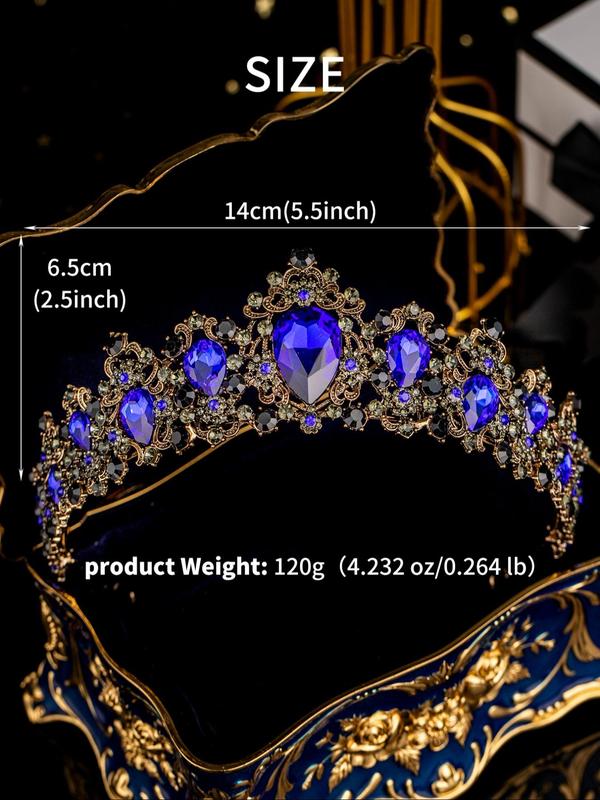  Temperament Artificial Gemstone & Rhinestone Decorated Crown, Elegant Bridal Headwear for Wedding Bridal, Fashion Accessories for Party