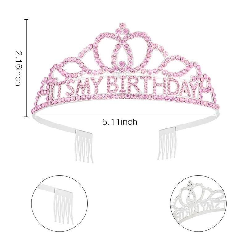 Birthday Crown Adult Woman,Pink Tiaras for Women,Its My Birthday Sash for Women,Birthday Girl Sash,Happy Birthday Decorations for Women,Birthday Crowns Headband for Women,Birthday Sash and Crown