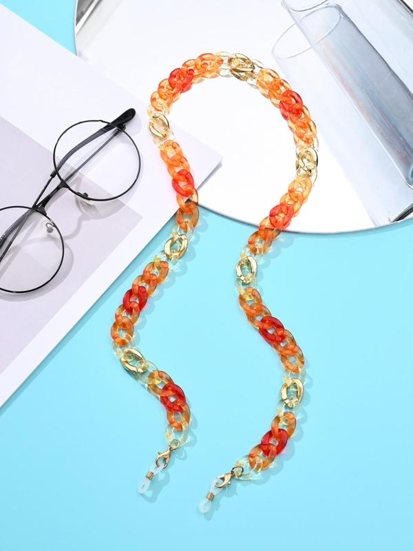 Boho Style Colorblock Acrylic Chain (1 Pair), Vintage Eyeglasses Strap, Fashion Eyewear Accessories for Women & Men