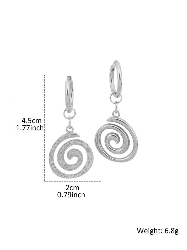 Vintage Geometric Spiral Design Dangle Earrings, Y2K Fashion Stainless Steel Jewelry for Women for Party, Daily Decor, Trendy All-match & Exquisite Jewelry for Birthday Gift