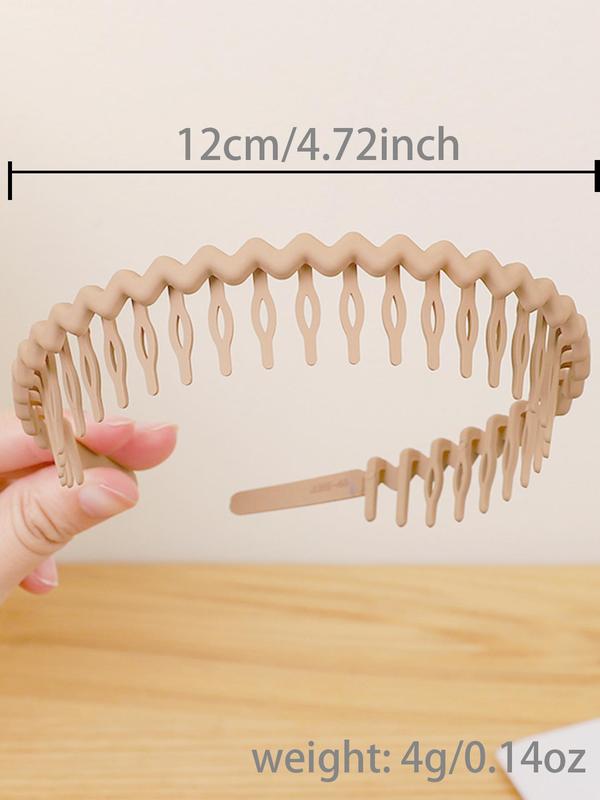 9pcs set Simple Plain Color Wave Design Hair Hoop, Anti-skid Headband with Comb, Casual Versatile Hair Accessories for Women