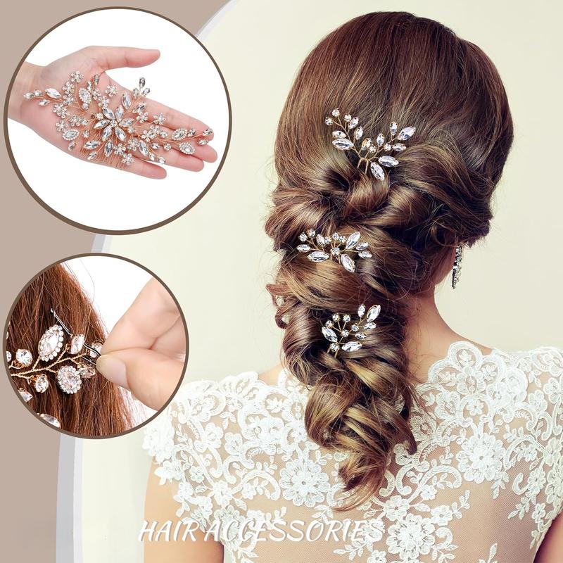 Elegant Hair Accessory, Wedding Hair Piece Set, Bridal Headpiece, Includes 1 Hair Comb, 3 Hairpins, Woman Stylish Hair Piece