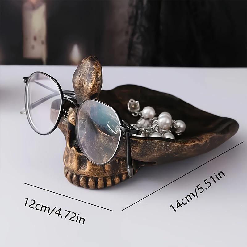 Rustic Skull Resin Glasses Frame, Household Storage Decorative Table Accessories, Best Gift for Glasses Storage