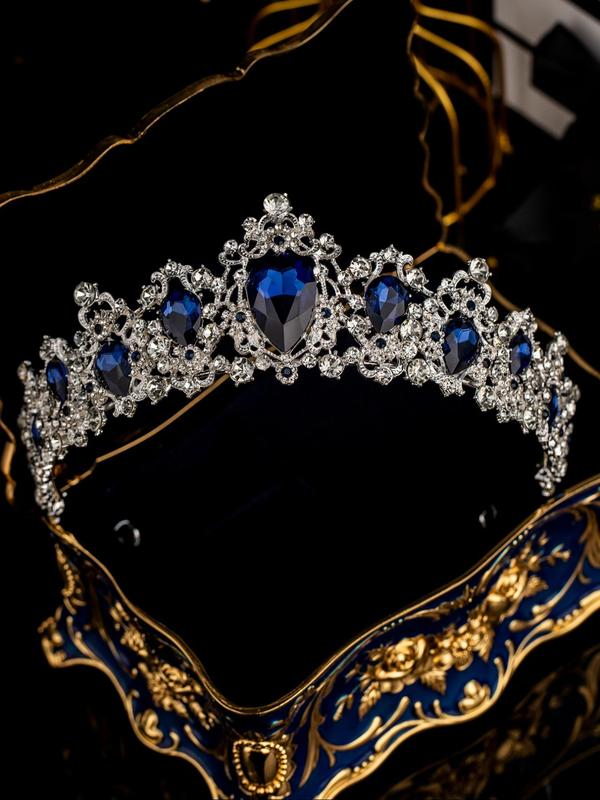  Temperament Artificial Gemstone & Rhinestone Decorated Crown, Elegant Bridal Headwear for Wedding Bridal, Fashion Accessories for Party