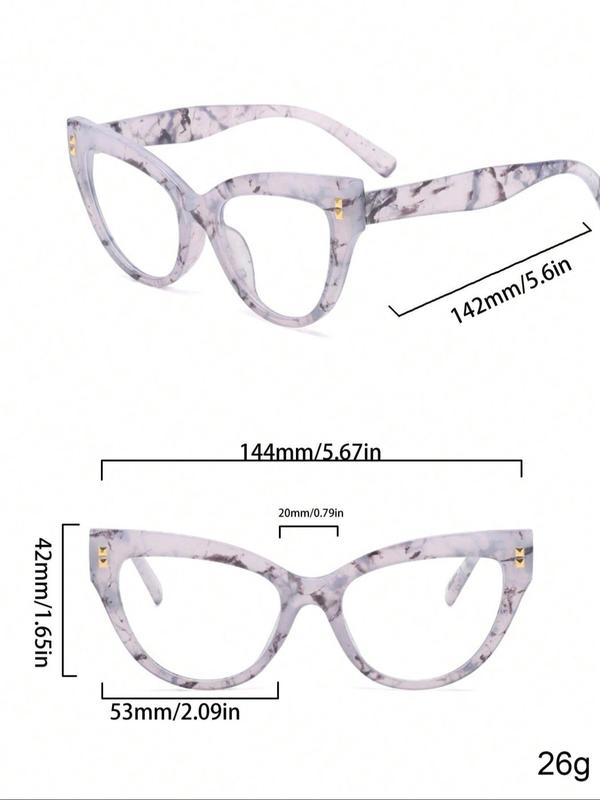 Spring Simple Cat Eye Frame Eyeglasses, Hot Fashion Eyeglasses for Work, Daily Clothing Decor, Vintage Eyeglasses Perfect for Student Daily Use