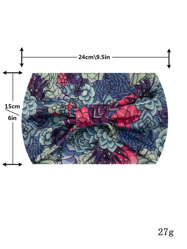 Floral Print Ruched Sport Hair Band, 4 Counts Casual Sporty Hair Band for Women & Girls, Elastic Hair Band for Gym Workout Running