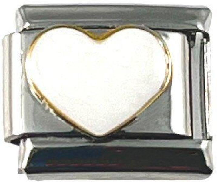 Italian Charm Link White Heart 9mm