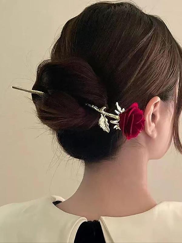 Vintage Elegant Rose Design Hair Pin, Cute Hair Accessories for Women & Girls, Minimalist Headwear Suitable for Hair, Fashion Hair Accessories for Party