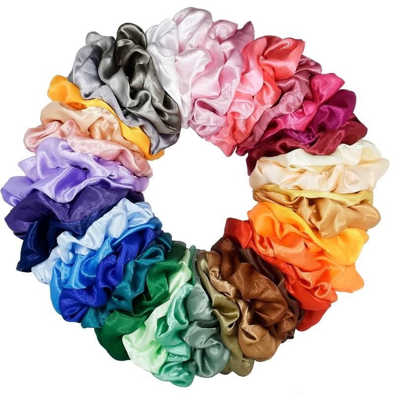 40 Pcs Hair Silk Scrunchies Satin Elastic Hair Bands Ties Ropes Scrunchie for Women Girls Hair Accessories - 40 Assorted Colors Scrunchie