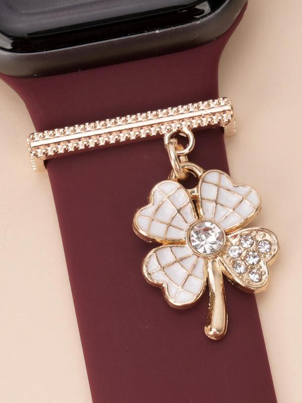 Minimalist Four Leaf Clover Design Watch Band Decoration, Rhinestone Decor Watch Band Decoration, Watch Strap Accessories for Women & Girls