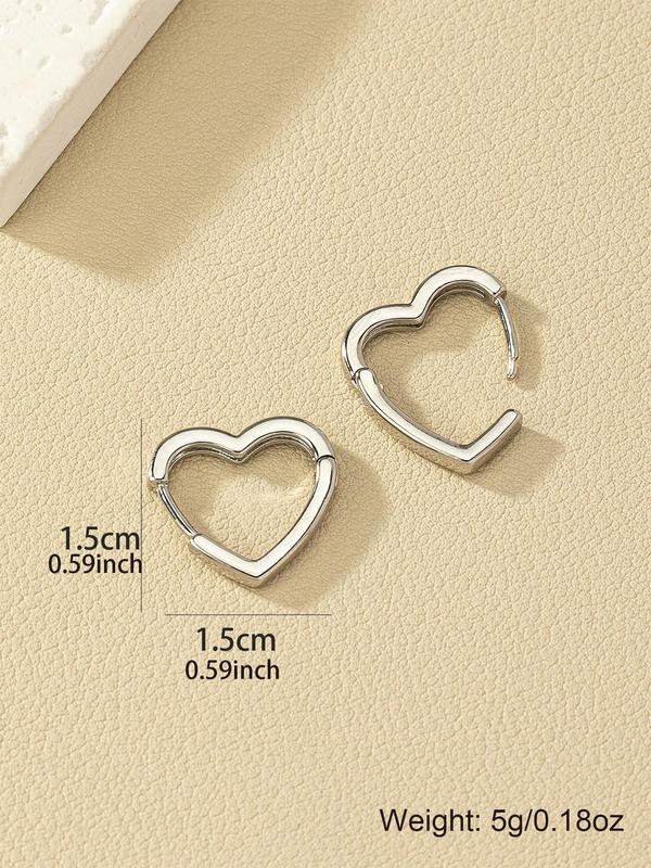 Women's Heart Design Hoop Earrings, 1 Pair 2 Pairs Elegant All-match Earrings for Girls Gift, Earrings for Women, Female Classic Fashion Dainty Jewelry Accessories for Daily Decoration