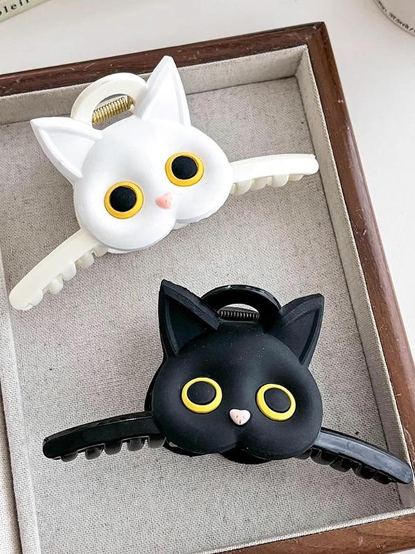 Cute Cartoon Cat Design Hair Claws Set, Casual and Versatile Hair Accessories for Women, Minimalist Headwear Suitable for Thick Hair