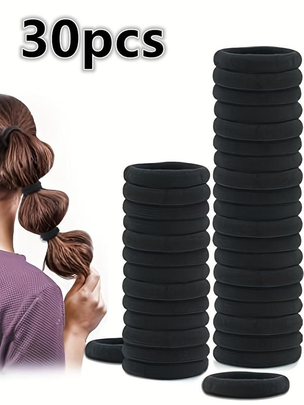 Solid Color Seamless Hair Ties, 30pcs set Medium Stretchy Hair Scrunchies, Durable Hair Rope Rings, Simple Hair Accessories for Women & Girls