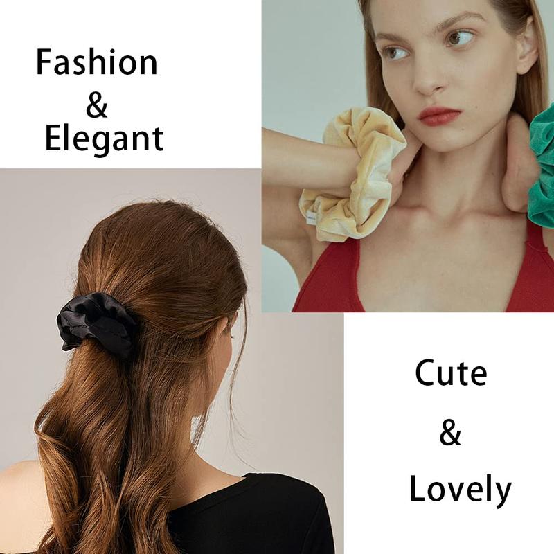 60 Pcs Scrunchies Soft Velvet Scrunchies and Satin Hair Scrunchies Silk Elastic Hair Ties Scrunchies for Women Hair Accessories with Gift Bag