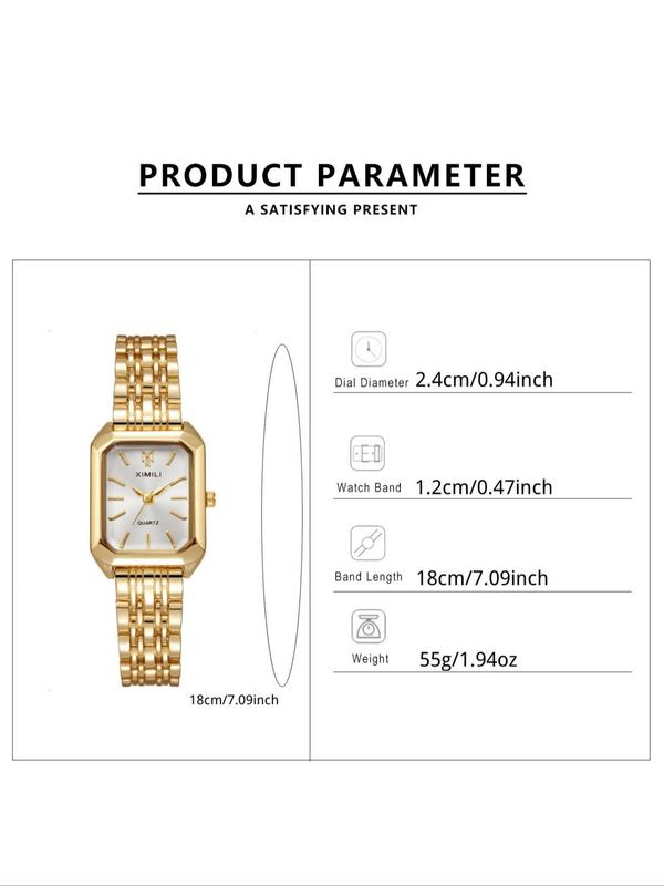 Elegant Fashion Square Dial Analog Quartz Watch for Women, Fashion Watch for Party, Daily Decor, Trendy All-match & Exquisite Watch for Birthday Gift without Box Gift