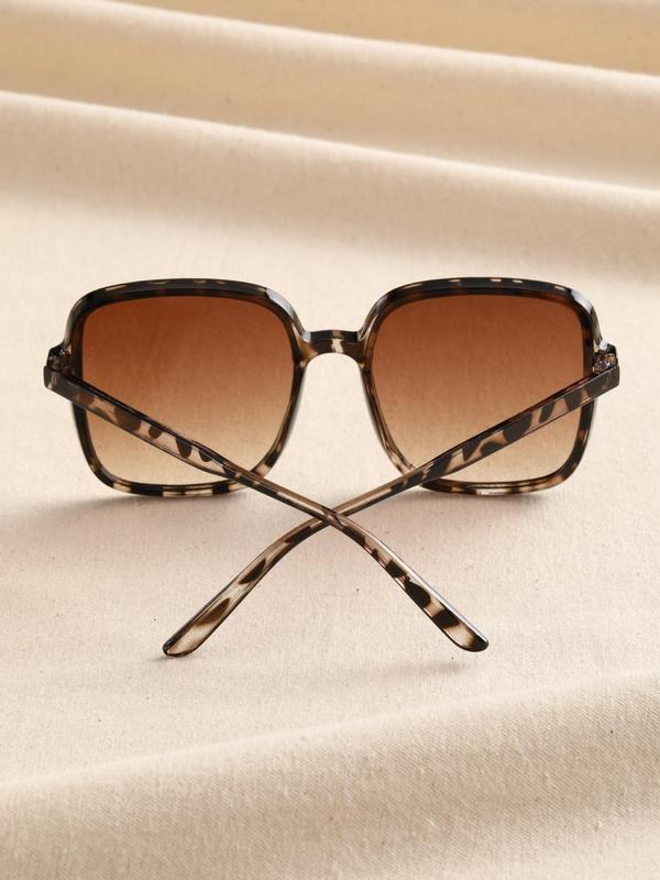 Street Trend Leopard Print Sunglasses for Men & Women As Summer 2024, Trendy Square Frame Sunglasses for Everyday Use, Sunglasses Back To School