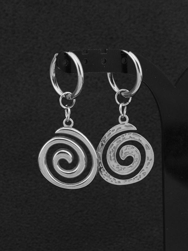 Vintage Geometric Spiral Design Dangle Earrings, Y2K Fashion Stainless Steel Jewelry for Women for Party, Daily Decor, Trendy All-match & Exquisite Jewelry for Birthday Gift